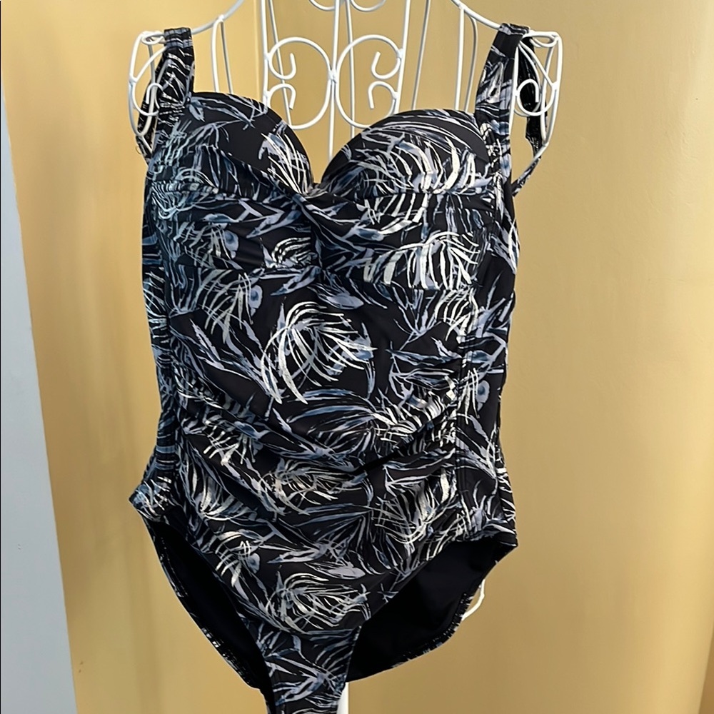 Stylish Black, Blue and Silver One Piece Swimsuit